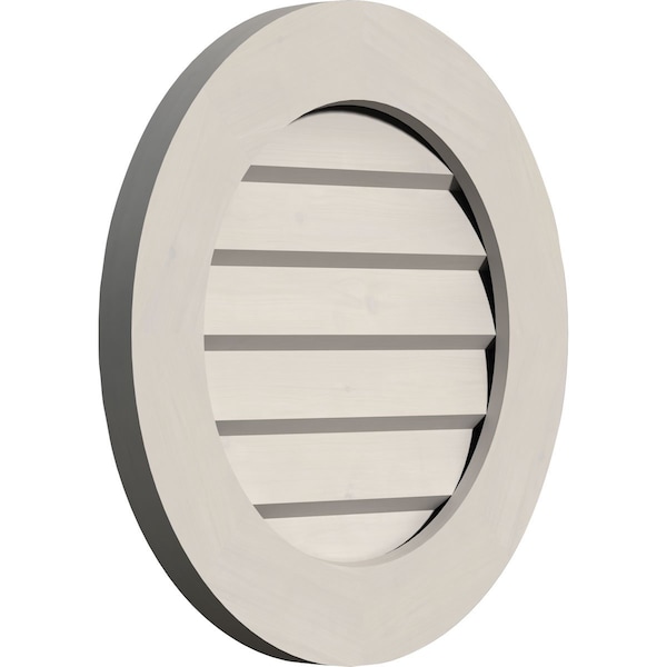 Round Gable Vent Primed, Non-Functional, Pine Gable Vent W/ Decorative Face Frame, 32W X 32H